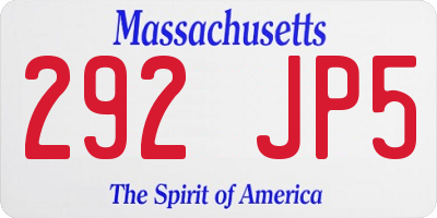 MA license plate 292JP5