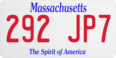 MA license plate 292JP7
