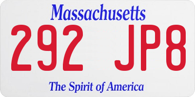 MA license plate 292JP8