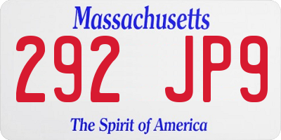 MA license plate 292JP9