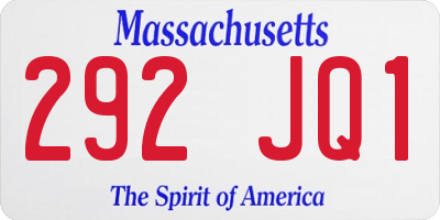 MA license plate 292JQ1