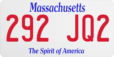 MA license plate 292JQ2