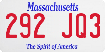 MA license plate 292JQ3