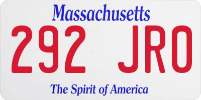 MA license plate 292JR0