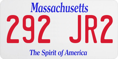 MA license plate 292JR2