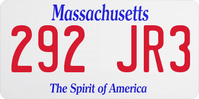 MA license plate 292JR3