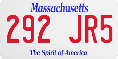 MA license plate 292JR5
