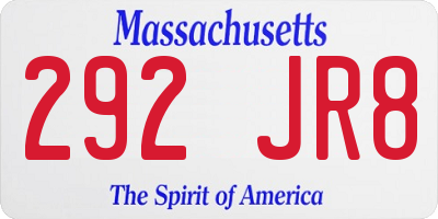 MA license plate 292JR8
