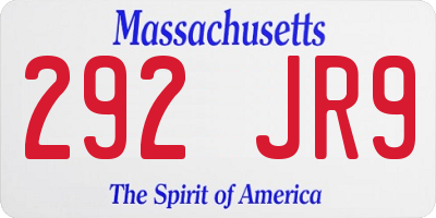 MA license plate 292JR9