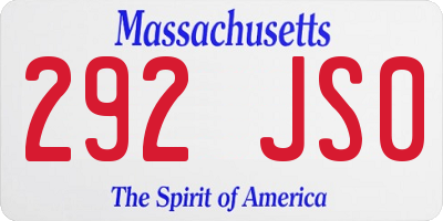 MA license plate 292JS0