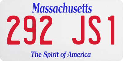 MA license plate 292JS1
