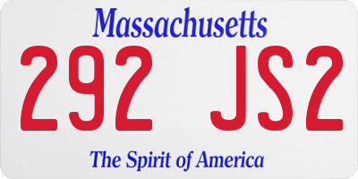 MA license plate 292JS2
