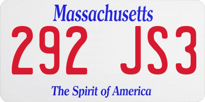 MA license plate 292JS3