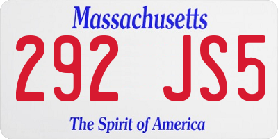 MA license plate 292JS5