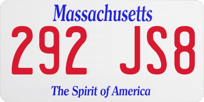 MA license plate 292JS8