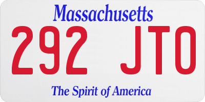 MA license plate 292JT0