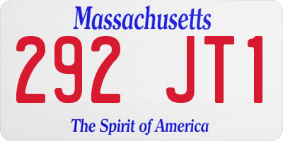 MA license plate 292JT1