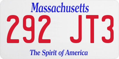 MA license plate 292JT3