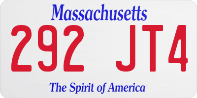 MA license plate 292JT4