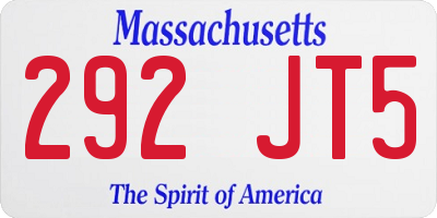 MA license plate 292JT5
