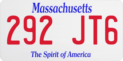 MA license plate 292JT6
