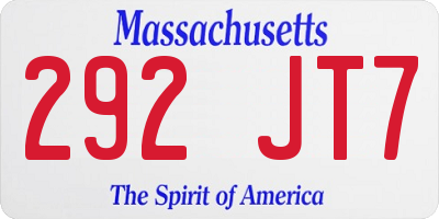 MA license plate 292JT7