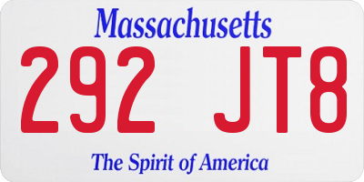 MA license plate 292JT8