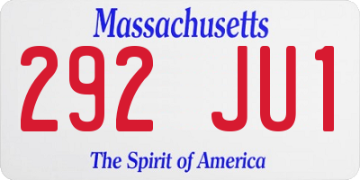 MA license plate 292JU1