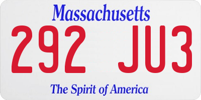 MA license plate 292JU3