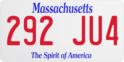 MA license plate 292JU4