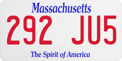 MA license plate 292JU5