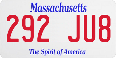 MA license plate 292JU8