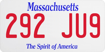 MA license plate 292JU9