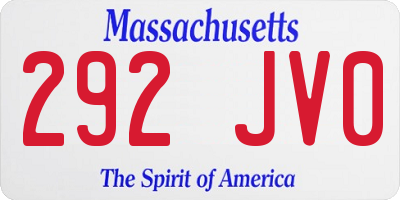 MA license plate 292JV0