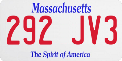 MA license plate 292JV3