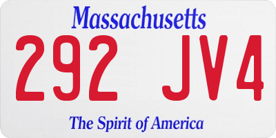 MA license plate 292JV4