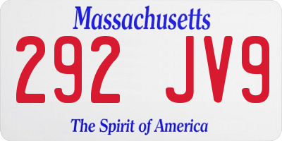 MA license plate 292JV9