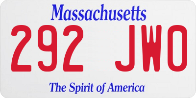 MA license plate 292JW0