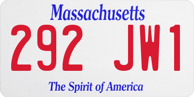 MA license plate 292JW1