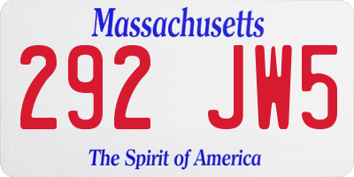 MA license plate 292JW5