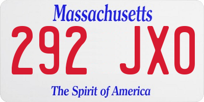 MA license plate 292JX0