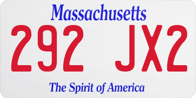 MA license plate 292JX2