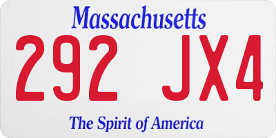 MA license plate 292JX4
