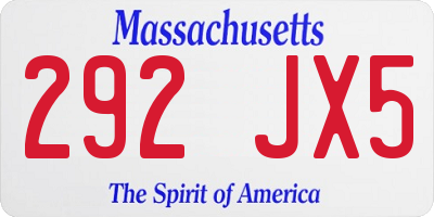 MA license plate 292JX5