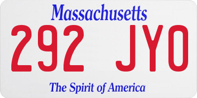 MA license plate 292JY0