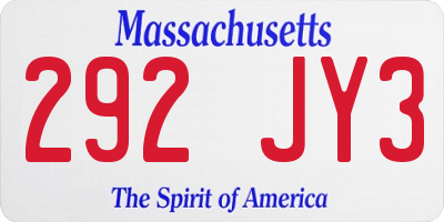 MA license plate 292JY3