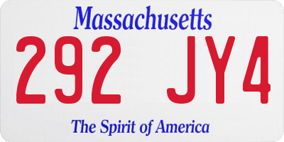MA license plate 292JY4
