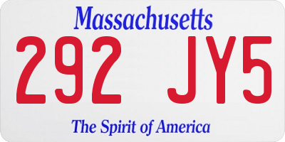 MA license plate 292JY5