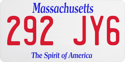 MA license plate 292JY6