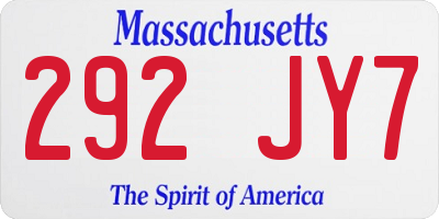 MA license plate 292JY7